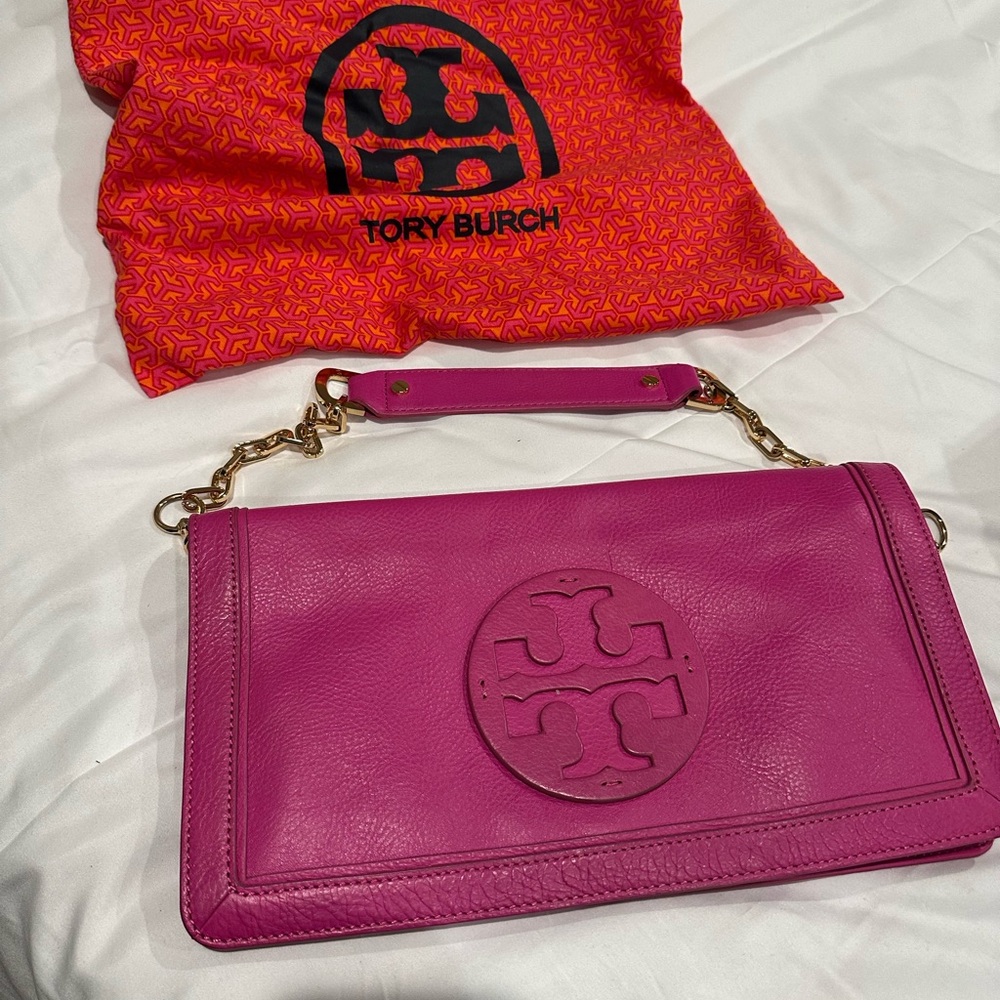 Tory Burch Fuchsia Leather Shoulder Bag